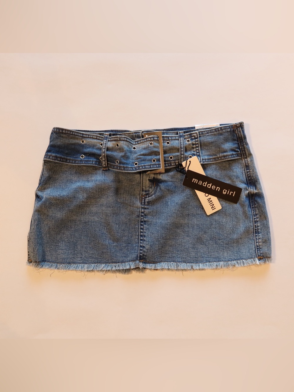 Madden Girl Belted Denim Micro Mini Skirt — NWT, L